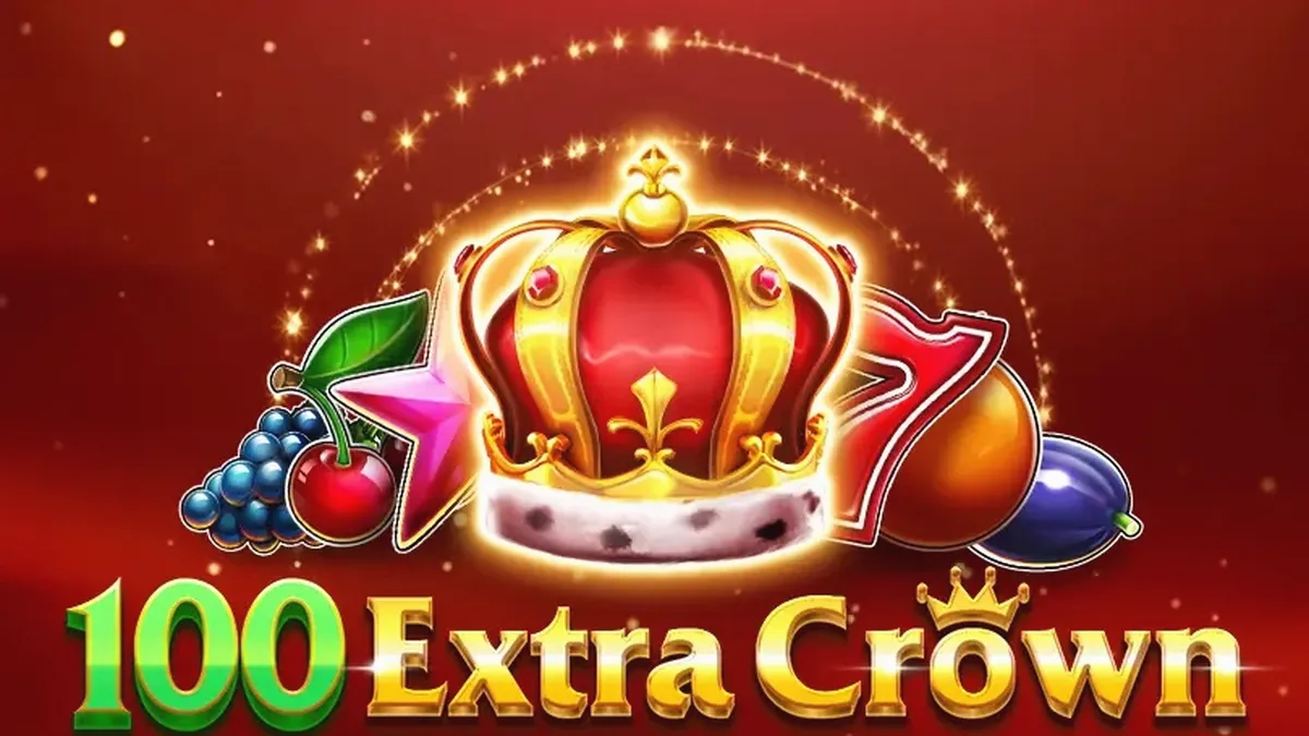 Tampilan visual mesin slot 100 Extra Crown dengan simbol mahkota dan buah-buahan